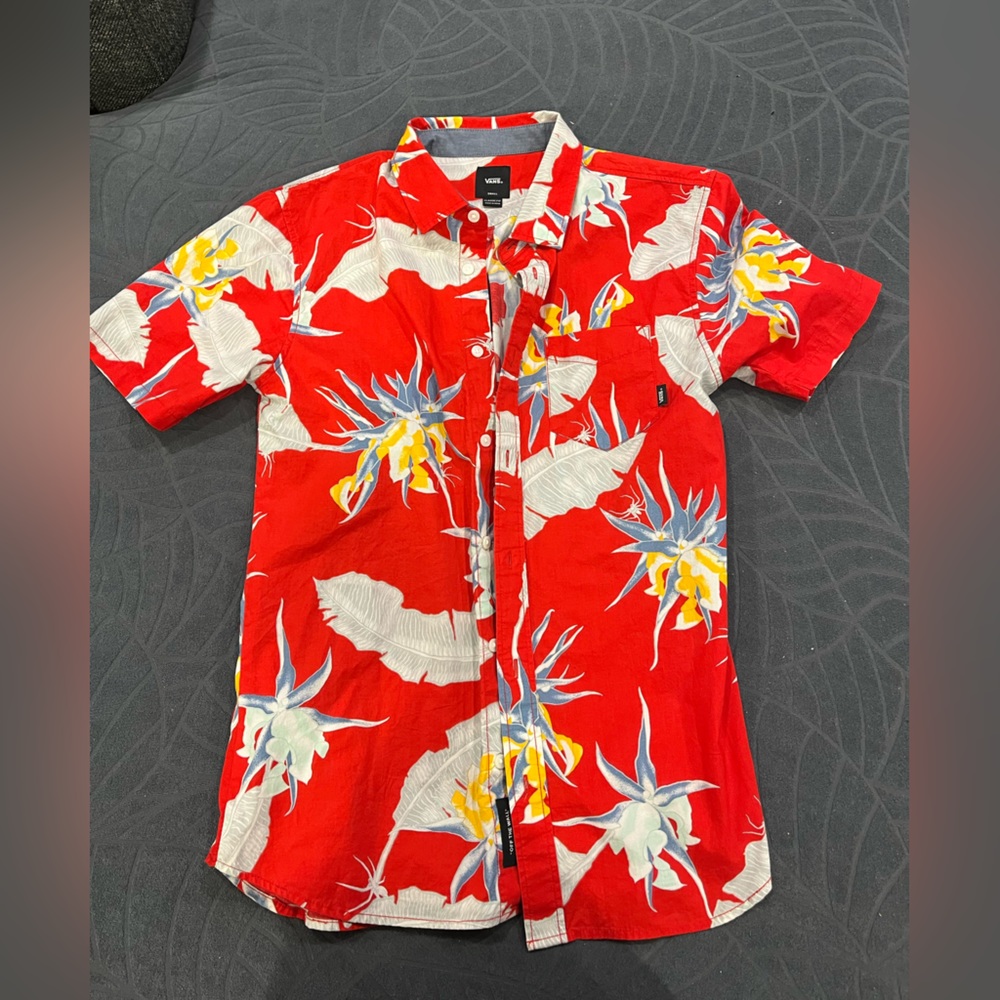 Vans short sleeve floral print button up size s